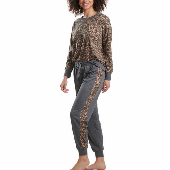 SPLENDID loungewear sweatpants gray with leopard animal print stripe, size S - Picture 13 of 14
